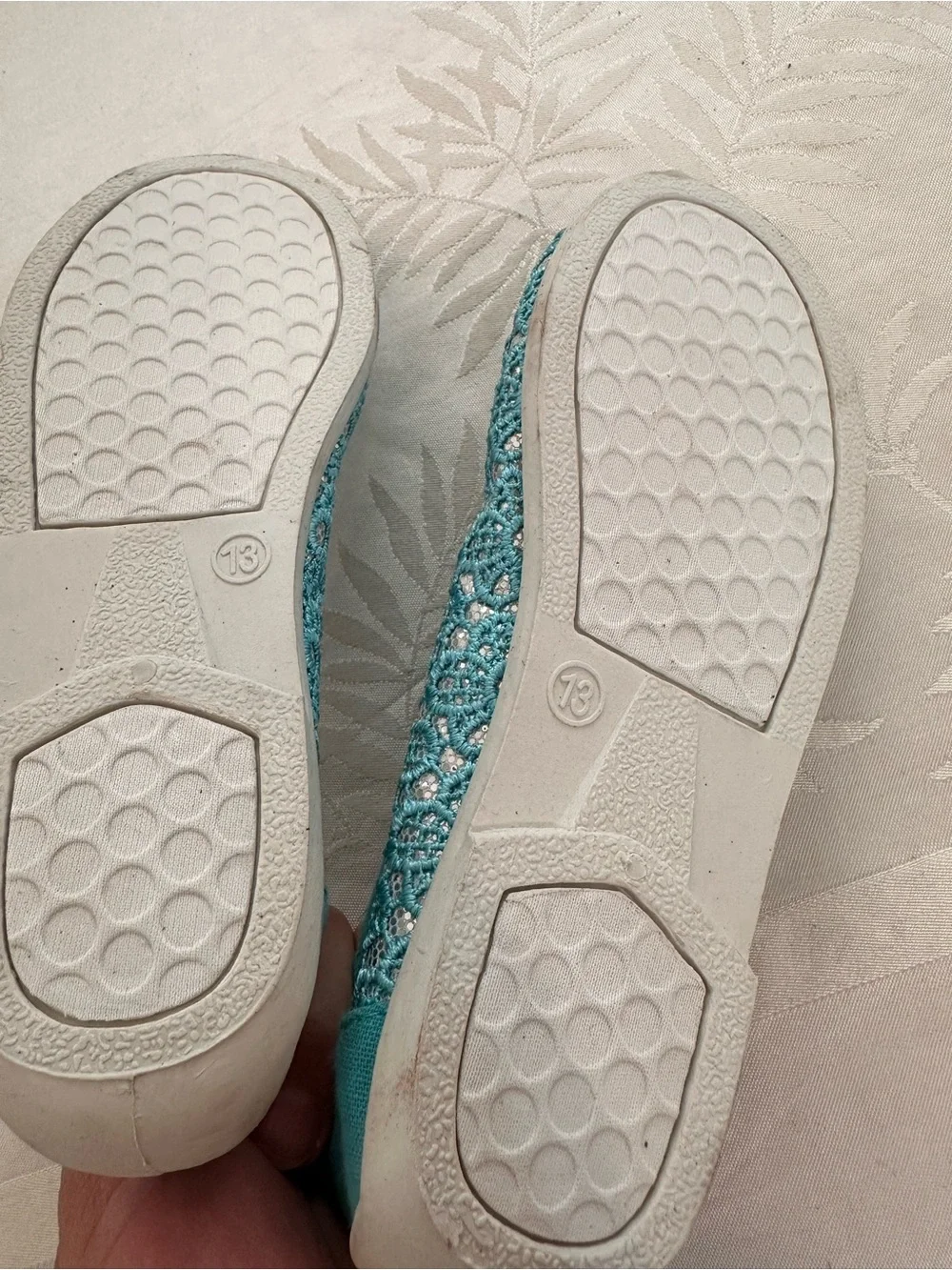 Kids Teal Lace Moccasins with Bow Accent